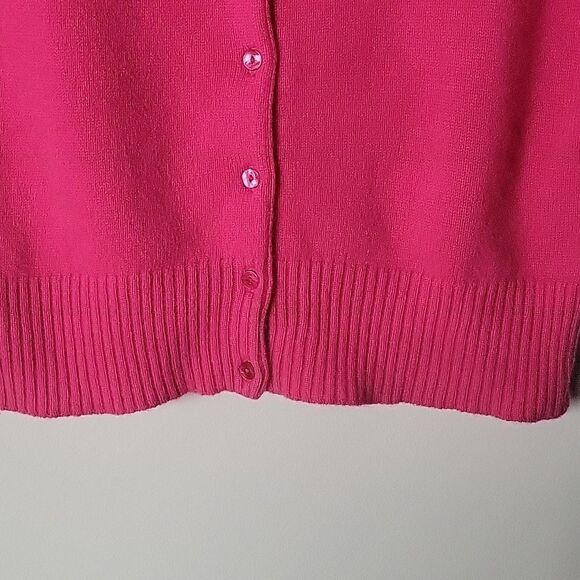 NEW VTG Express Pink XS Cashmere Sweater Cardigan Y2K Coquette Fitted 50s 60s - Picture 5 of 13